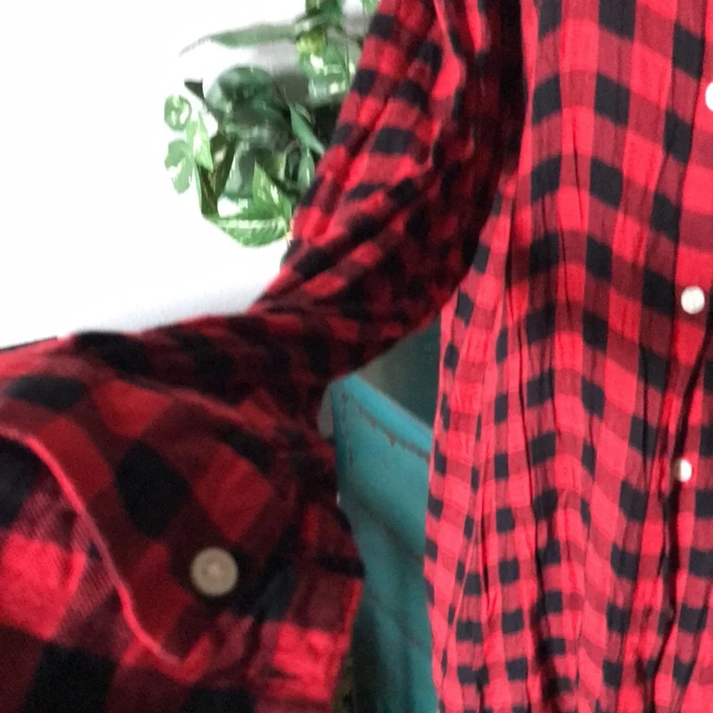 Buffalo Plaid Red Flannel Shirt Long sleeves Long-s FINAL Sale - Picture 5 of 7
